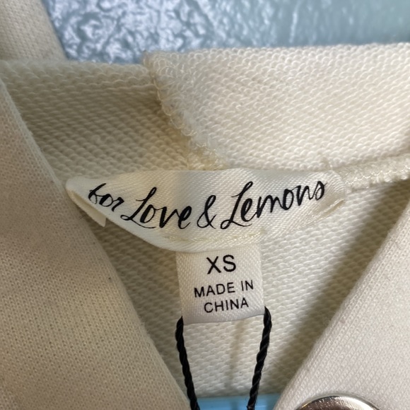 For Love & Lemons For Ellie Love and Leisure Cream Crop Top Hoodie - Picture 5 of 8